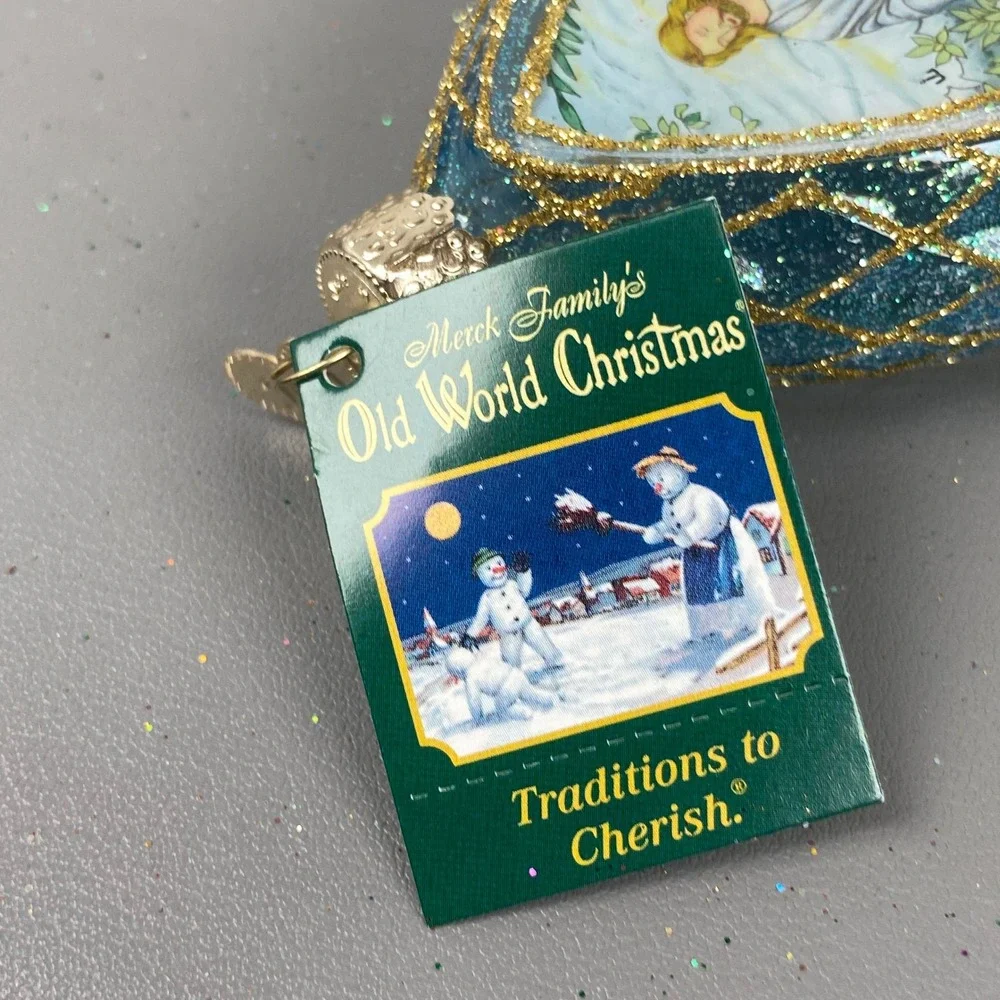Old World Christmas Glass Holiday Ornaments Jesus Inside Art & Red Cardinal Set